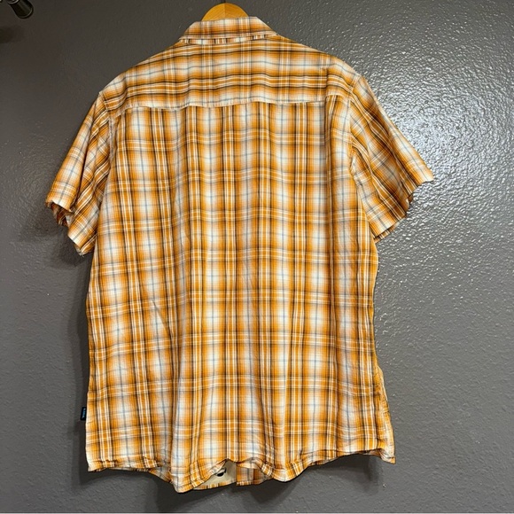 Kuhl Men's Mountain Grown Metal Button Down Short Sleeve Orange Plaid Shirt XL - Picture 2 of 6